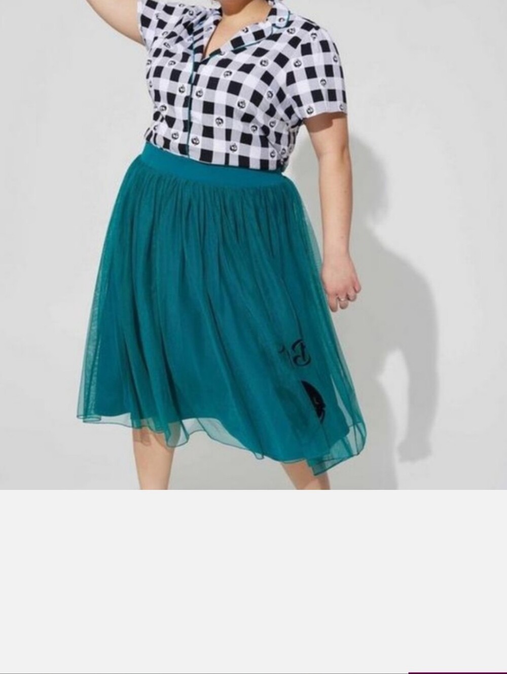 Disney Teal Tulle Skirt with 'Just One Bite' Skull Graphic EVIL QUEEN